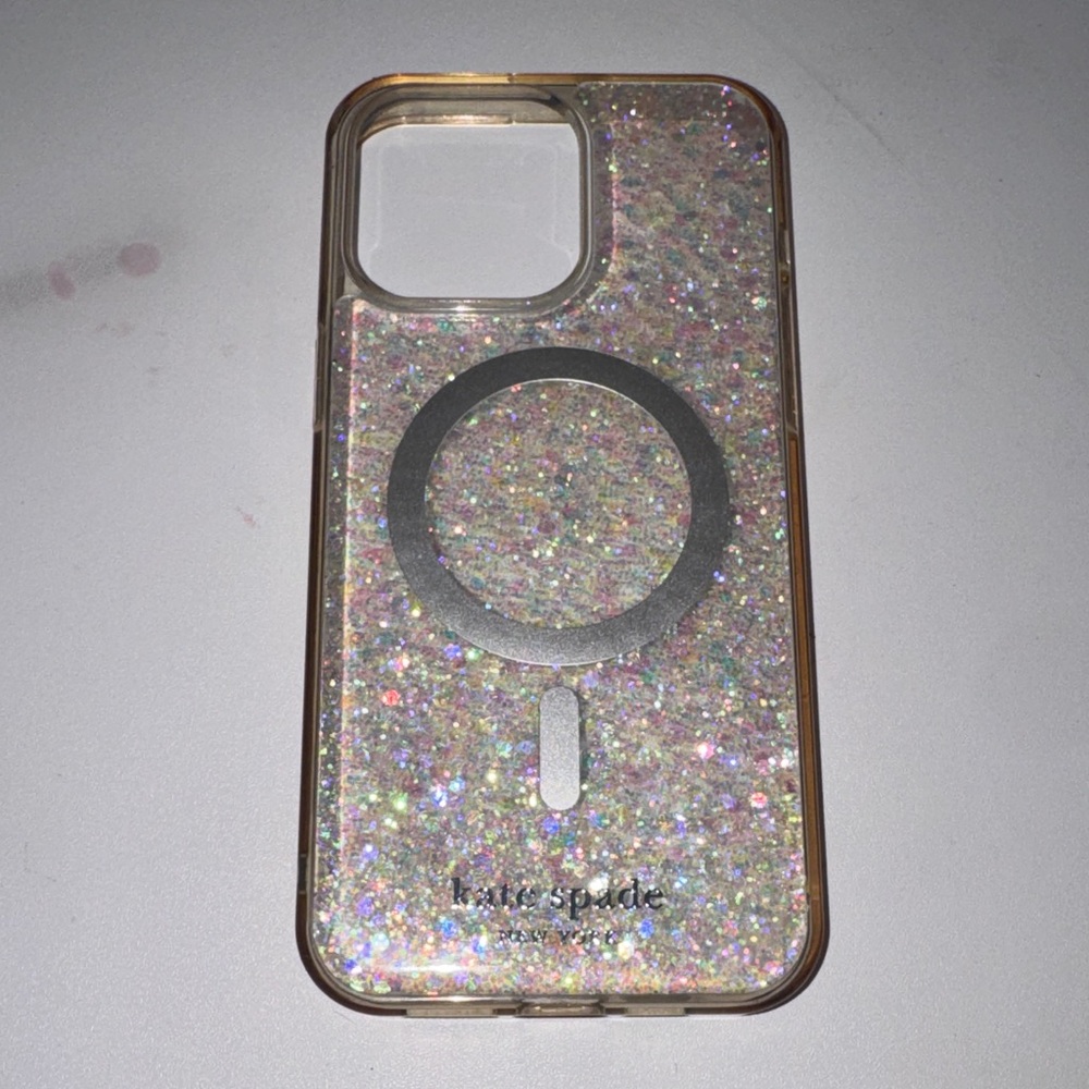 kate spade Iridescent Glitter MagSafe iPhone Case - Pink/Gold Sparkle